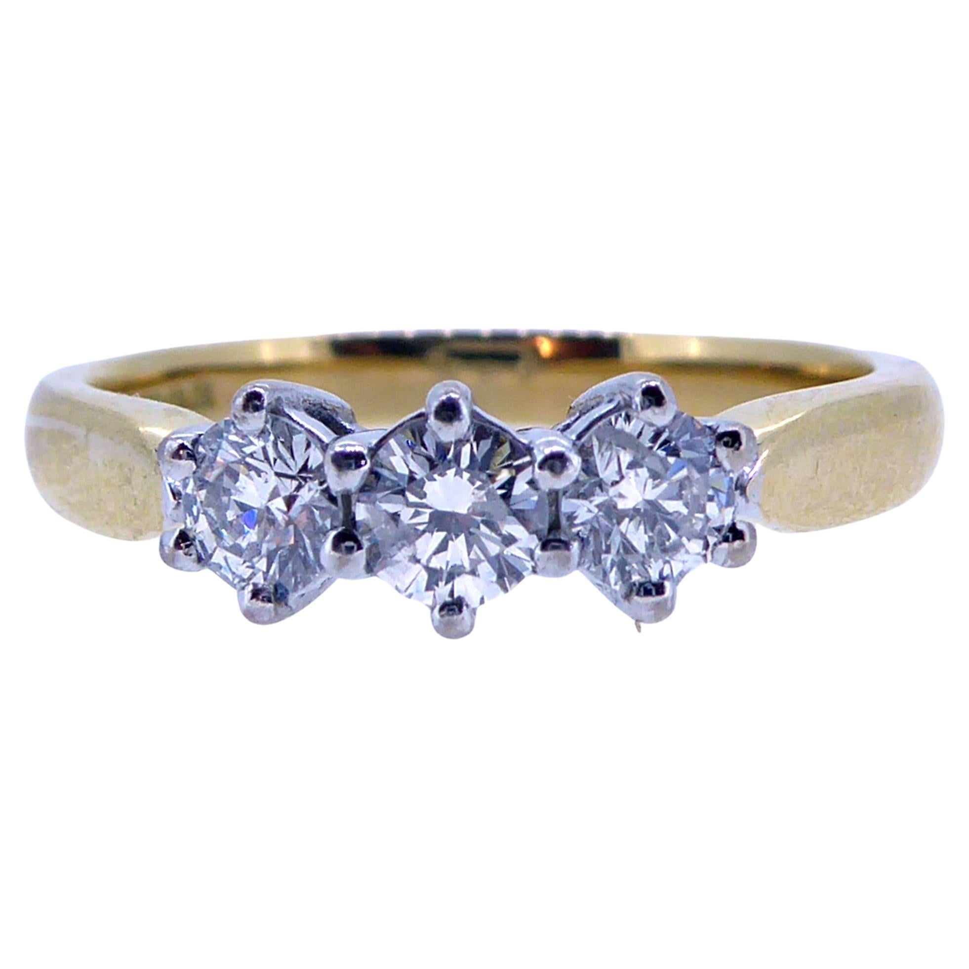Classic Three Stone Diamond Engagement Ring, 0.70 Carat, 18ct  Gold
