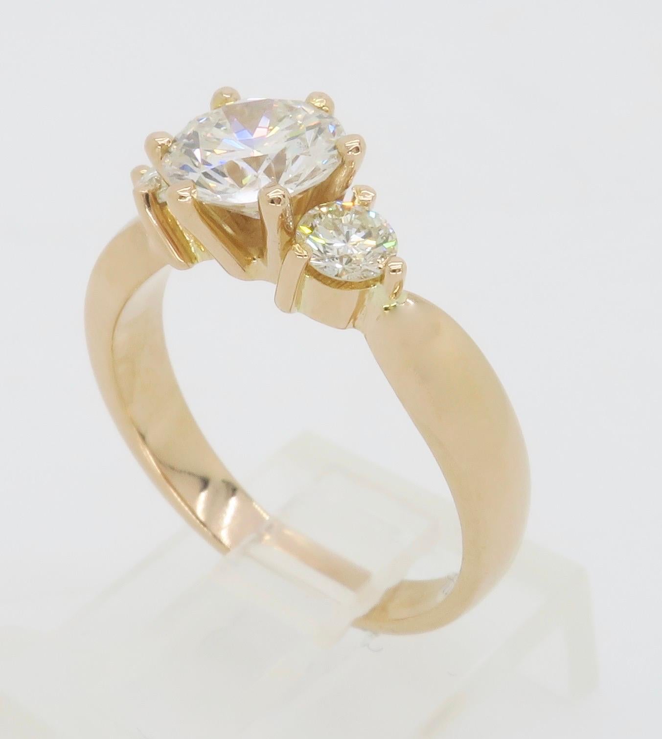 Classic Three Stone Diamond Engagement Ring For Sale 9