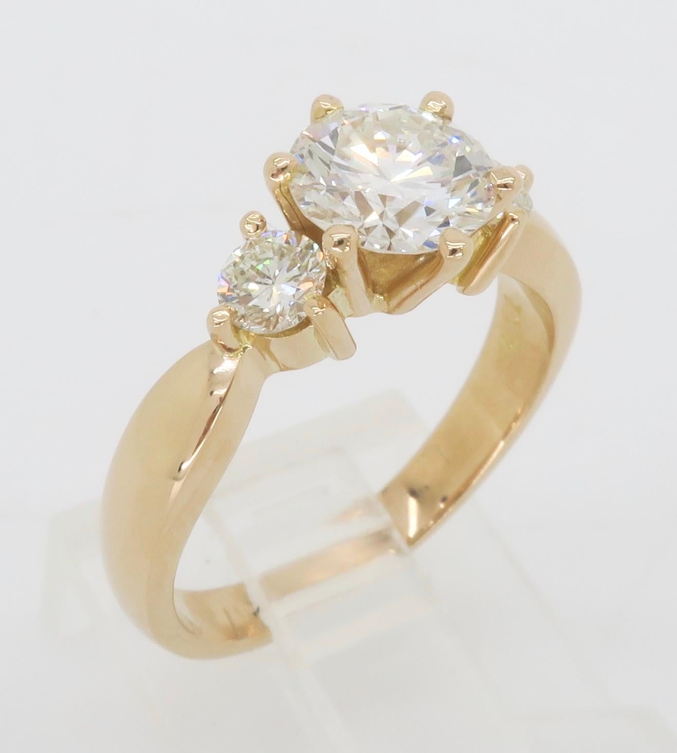 Classic Three Stone Diamond Engagement Ring For Sale 10
