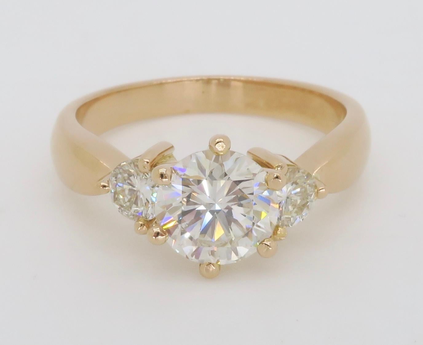 Classic Three Stone Diamond Engagement Ring For Sale 2