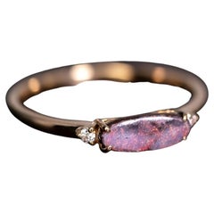 Classic Three Stones Boulder Opal Diamond Engagement Ring 18K Yellow Gold (bague de fiançailles classique à trois pierres, opale de Boulder et diamant)