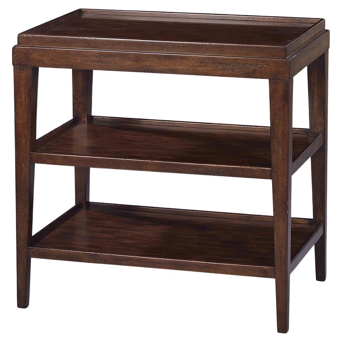 Classic Three-Tier Side Table, Rustic For Sale