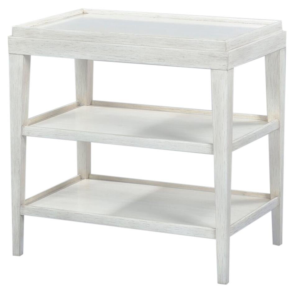 Classic Three-Tier Side Table, Rustic White For Sale