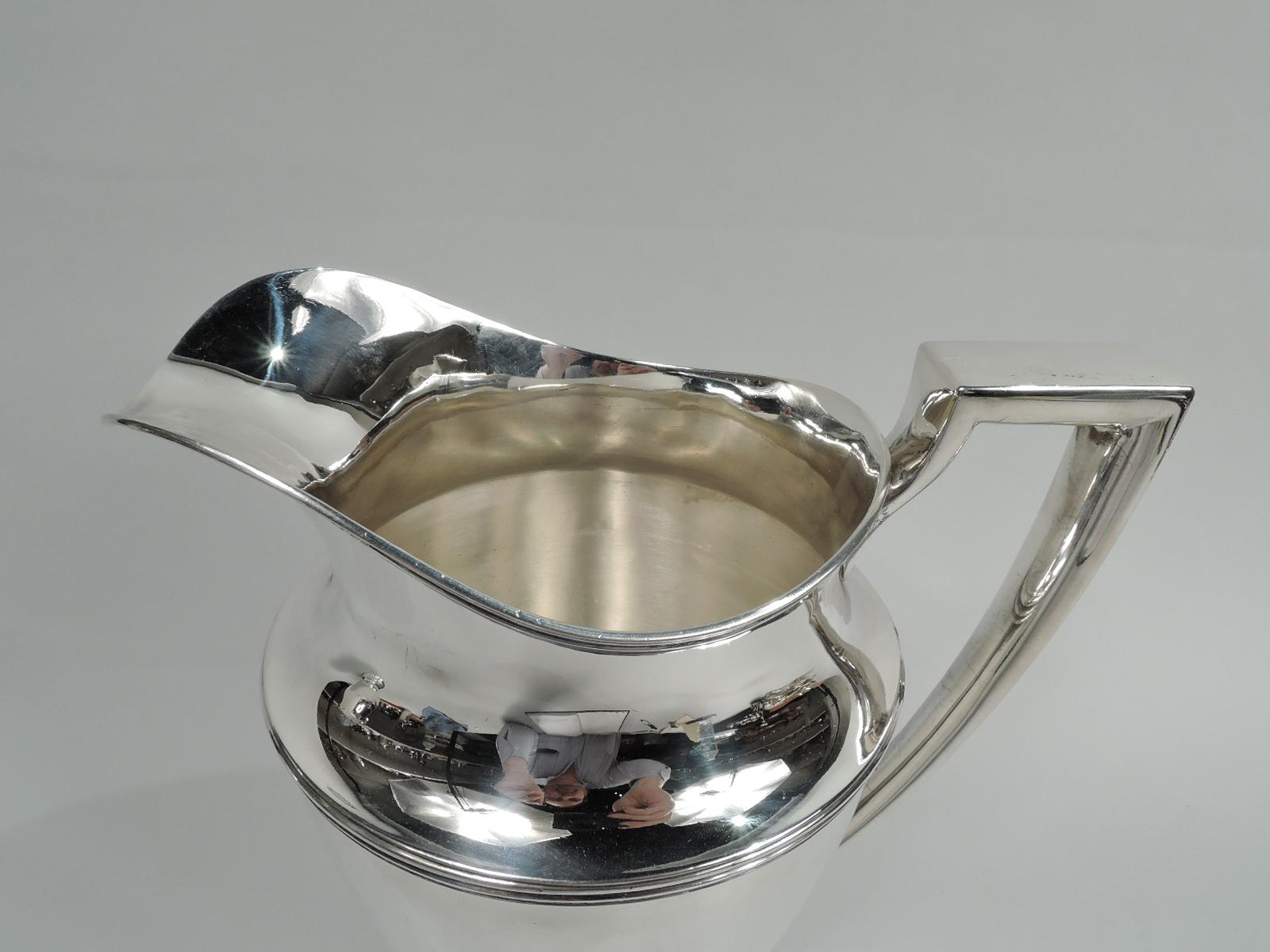 Art Deco Classic Tiffany American Modern Sterling Silver Water Pitcher