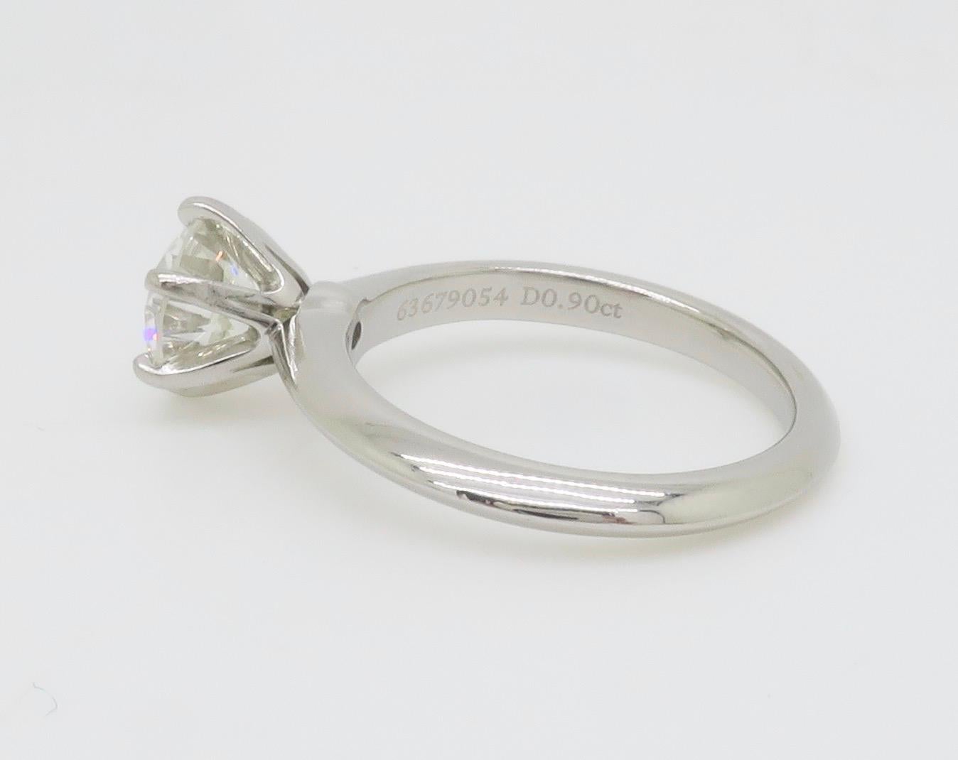 Classic Tiffany & Co. Diamond Solitaire Engagement Ring in Platinum For Sale 7