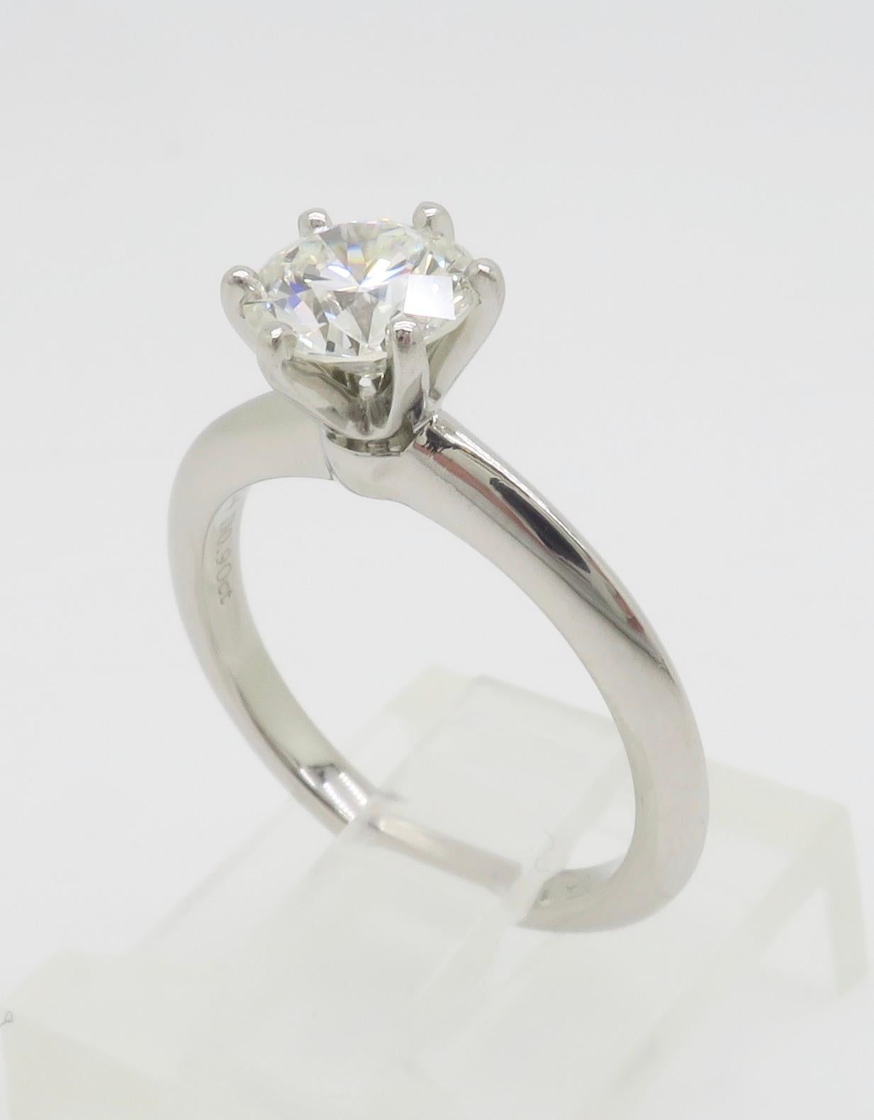 Classic Tiffany & Co. Diamond Solitaire Engagement Ring in Platinum For Sale 11