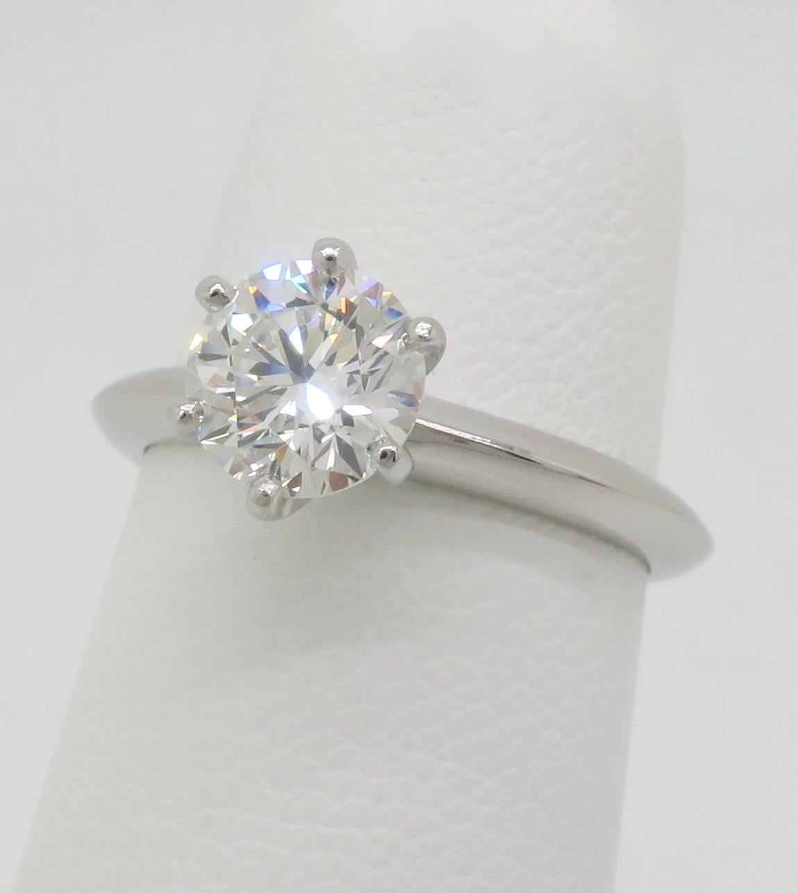 Classic Tiffany & Co. Diamond Solitaire Engagement Ring in Platinum In Excellent Condition For Sale In Webster, NY
