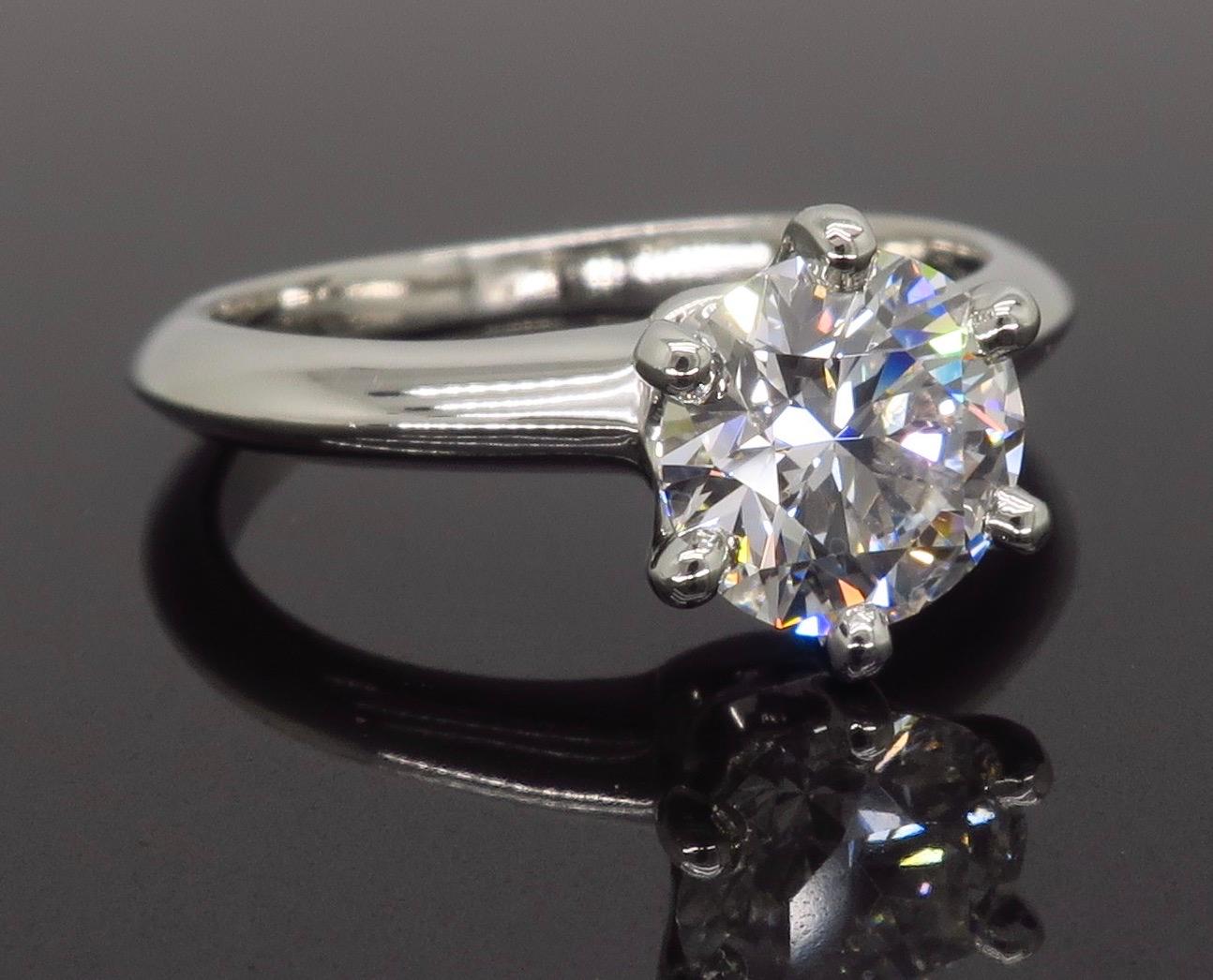 Classic Tiffany & Co. Diamond Solitaire Platinum Ring 5