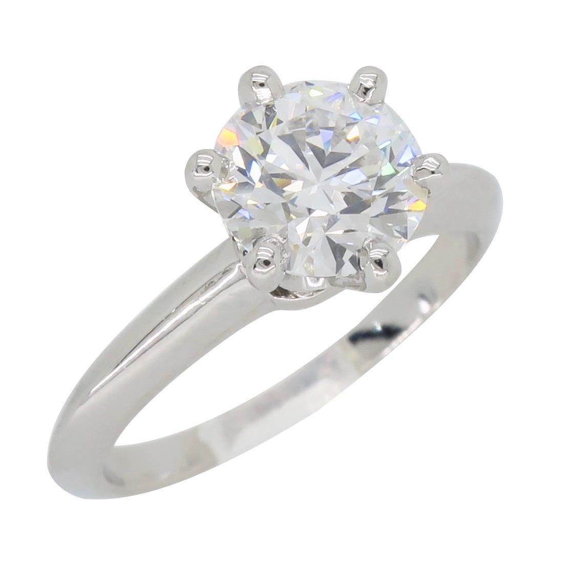 Classic Tiffany & Co. Diamond Solitaire Platinum Ring 7