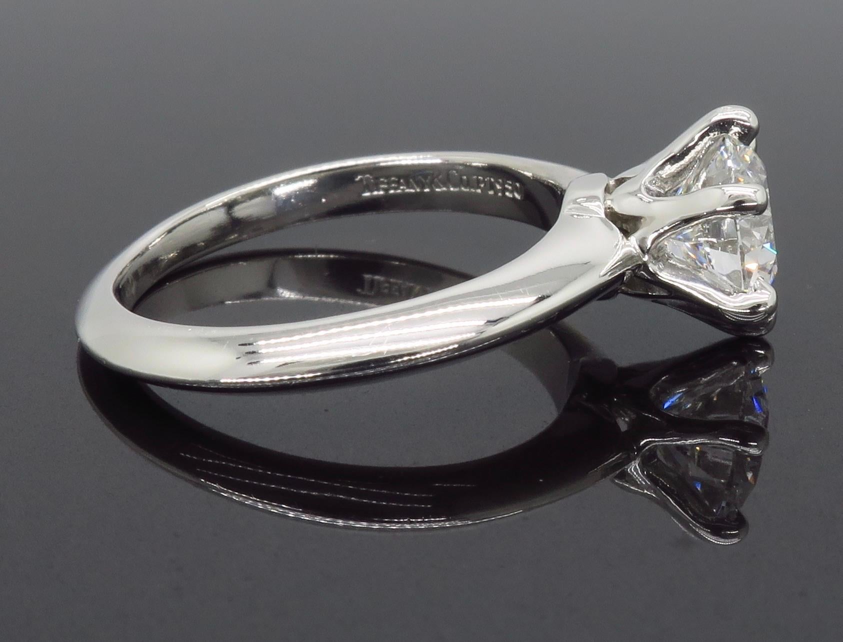 Classic Tiffany & Co. Diamond Solitaire Platinum Ring 4