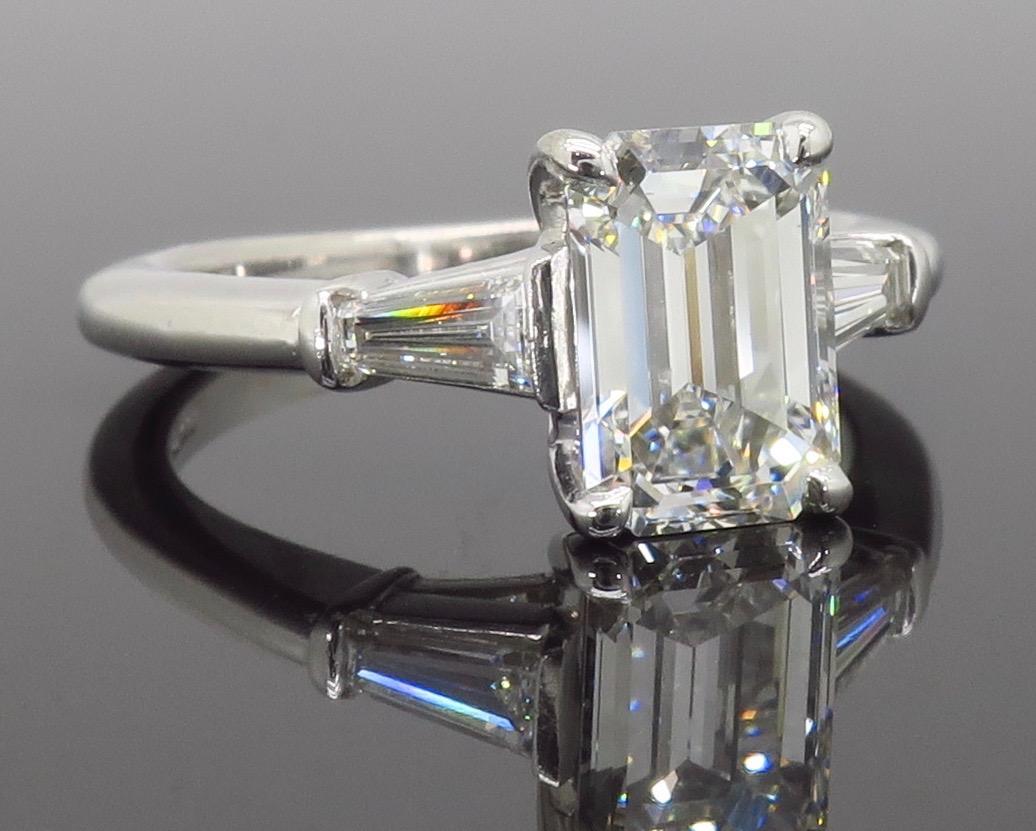 Classic Tiffany & Co. Emerald Cut Diamond Engagement Ring with Original Box 3