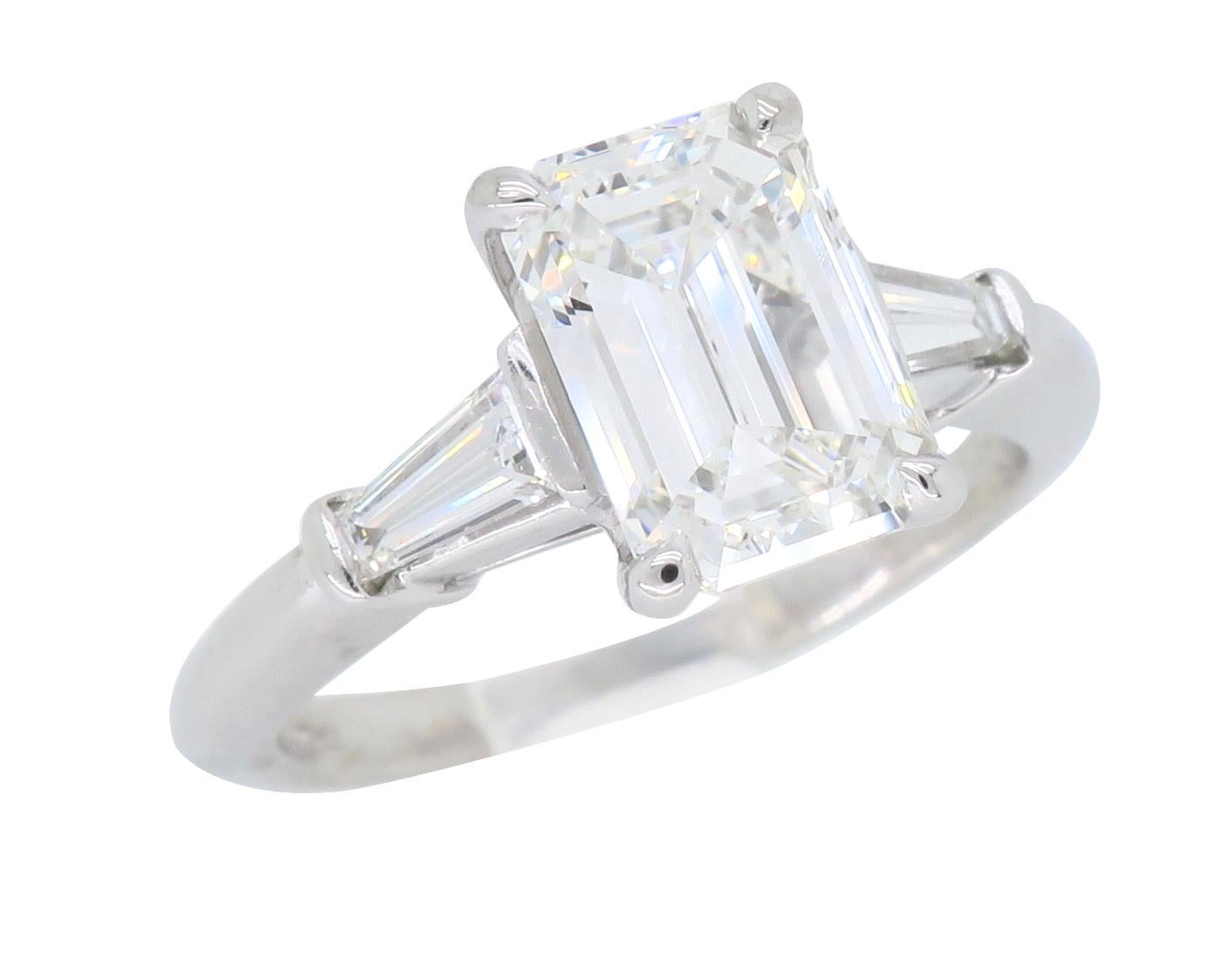 Classic Tiffany & Co. Emerald Cut Diamond Engagement Ring with Original Box 6