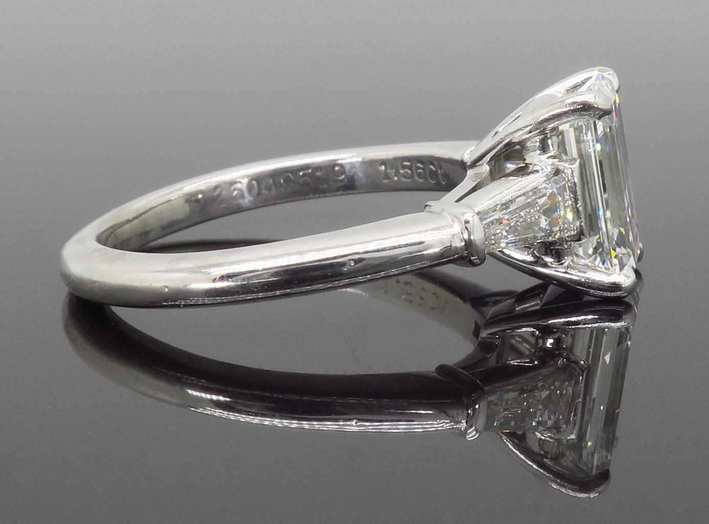 Classic Tiffany & Co. Emerald Cut Diamond Engagement Ring with Original Box 2