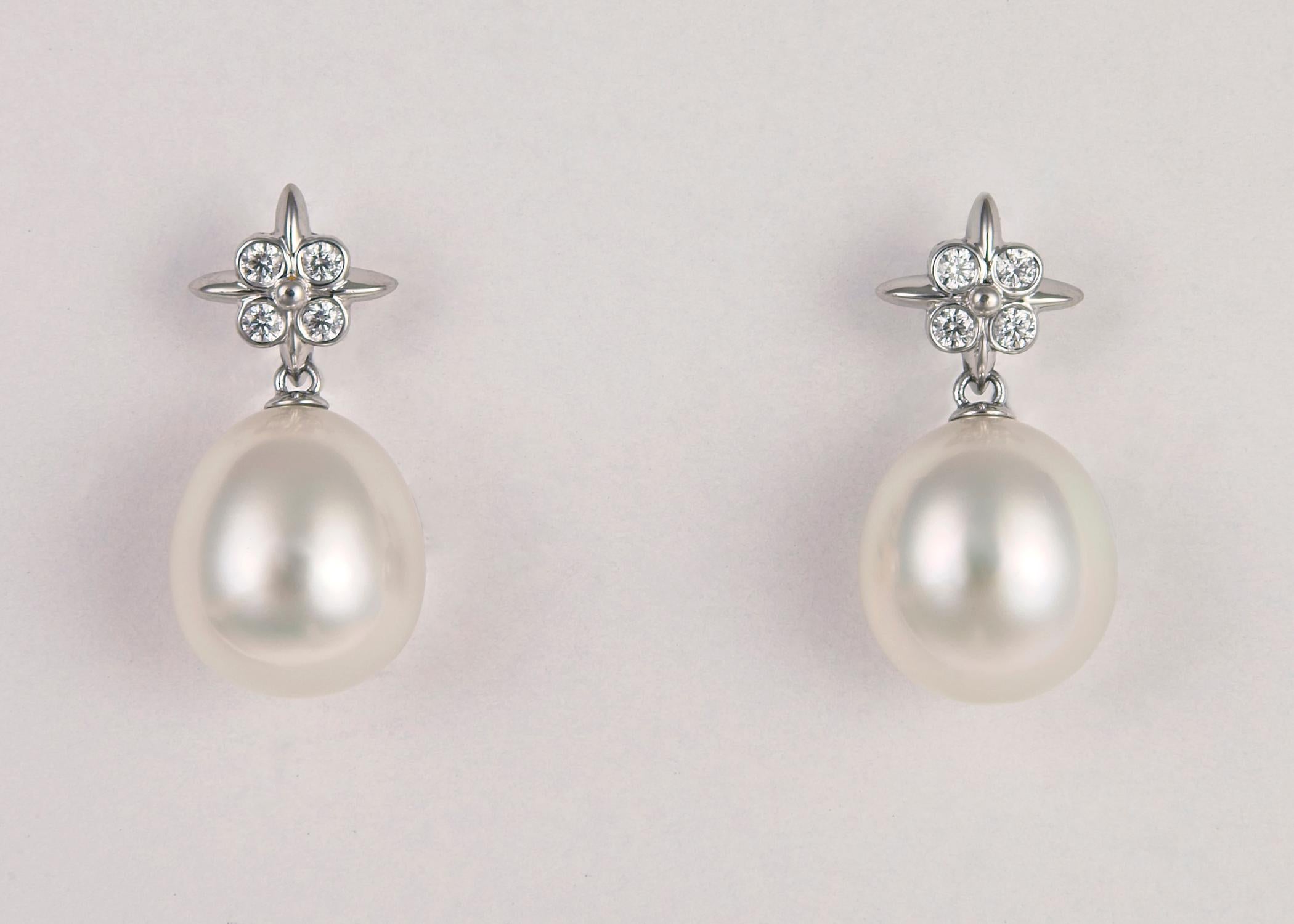 Contemporary Classic Tiffany & Co. Platinum Pearl and Diamond Earrings