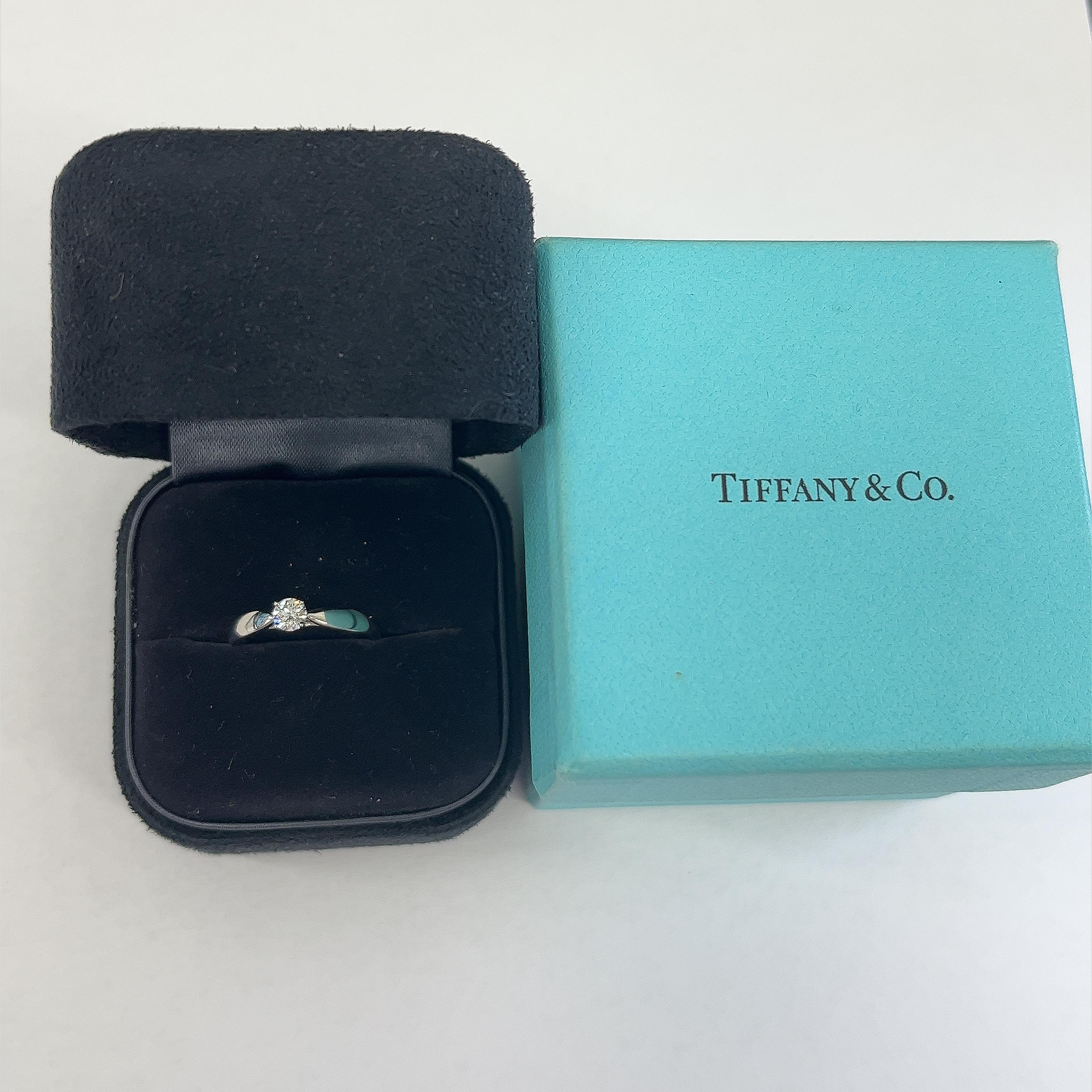 Classic Tiffany & Co. Solitaire Diamond Ring in Platinum with a 0.22ct Diamond For Sale 1