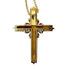Classic Tiffany & Company 18K Yellow Gold and Diamond Cross on Tiffany  Chain