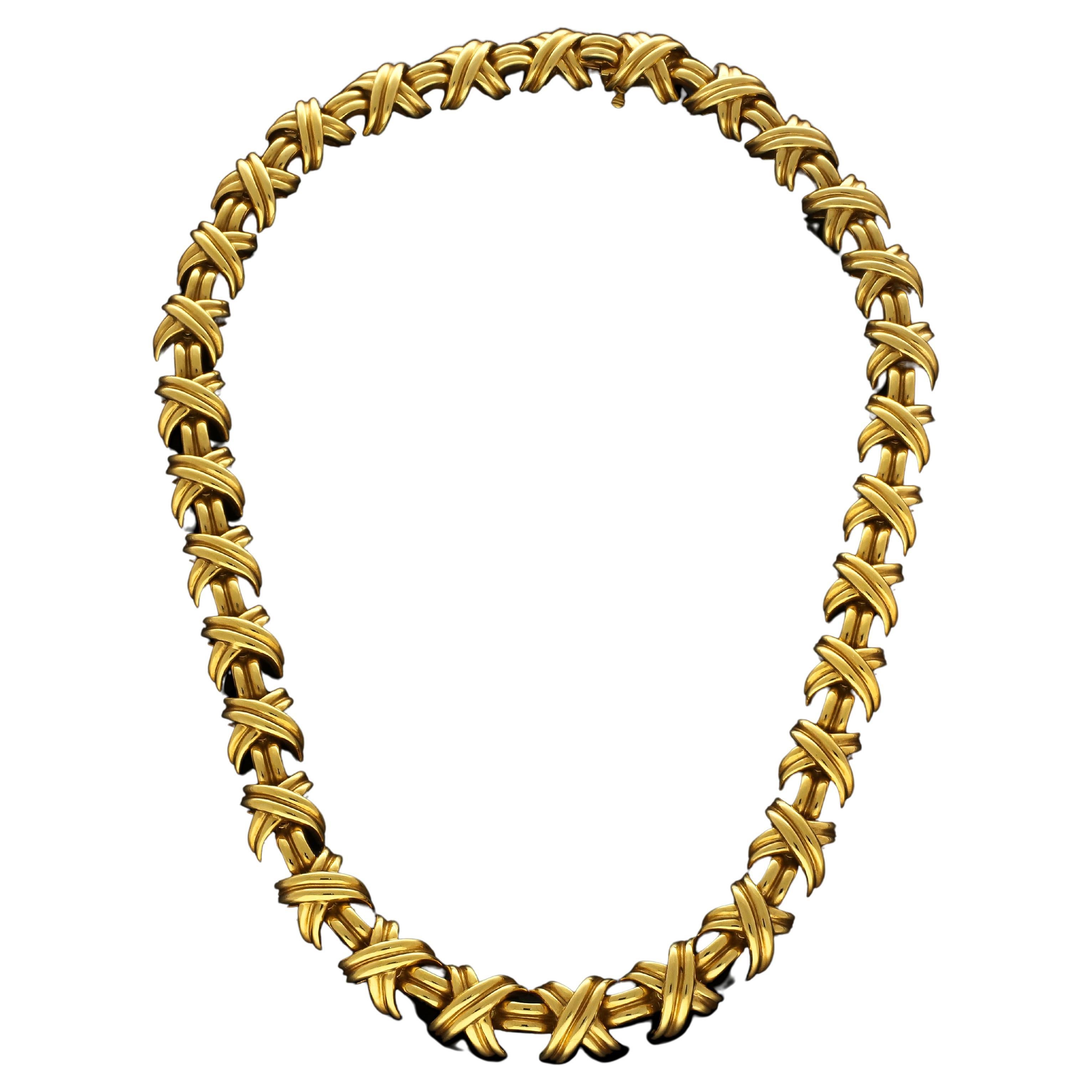 Classic Tiffany 'Signature' X-Motif Necklace 18ct Gold