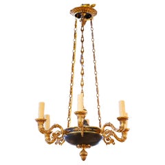 Klassischer französischer Empire-Kronleuchter aus Zinn und vergoldeter Bronze