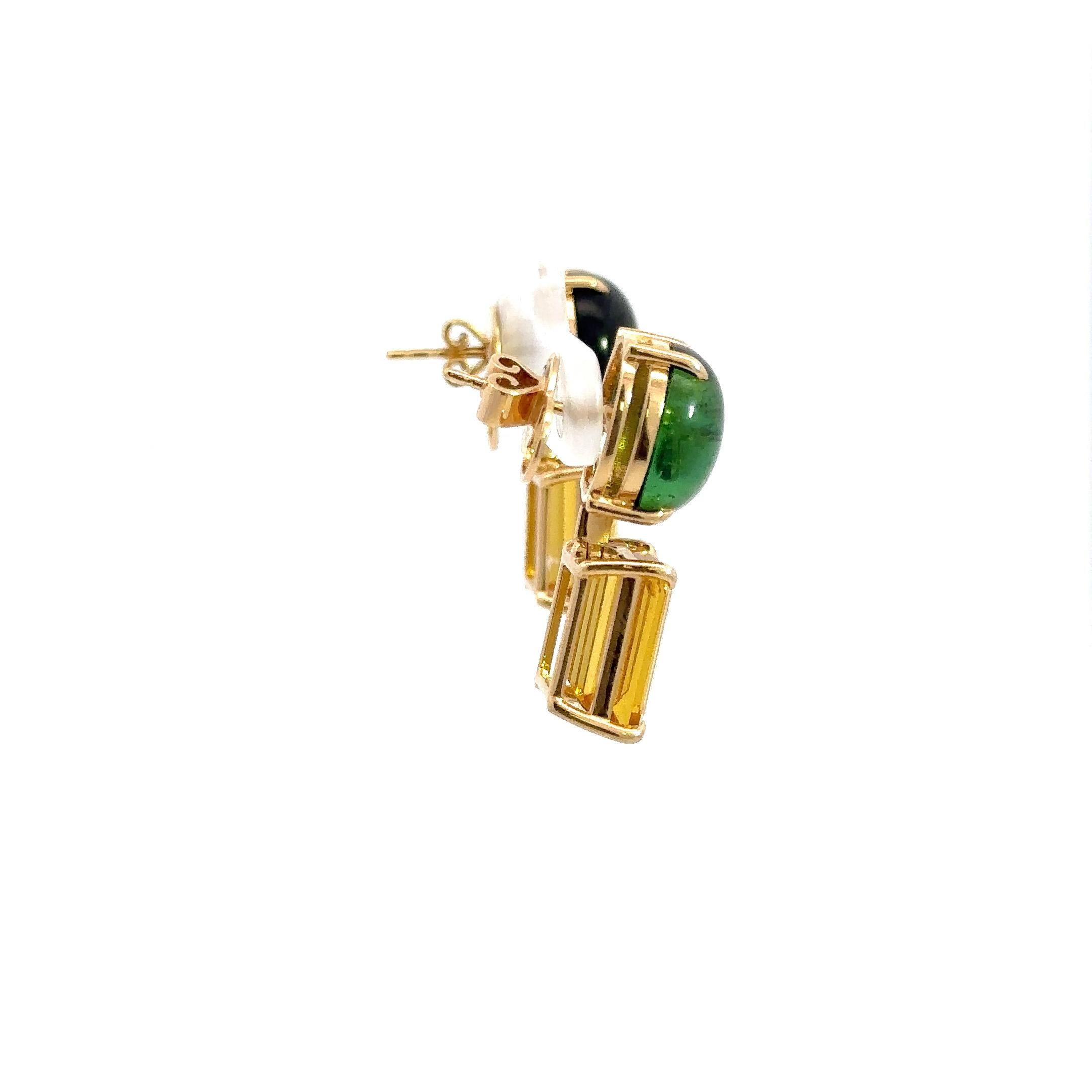 Classic Tourmaline Beryl 18K Yellow Gold Exclusive Earrings For Her For Sale 2