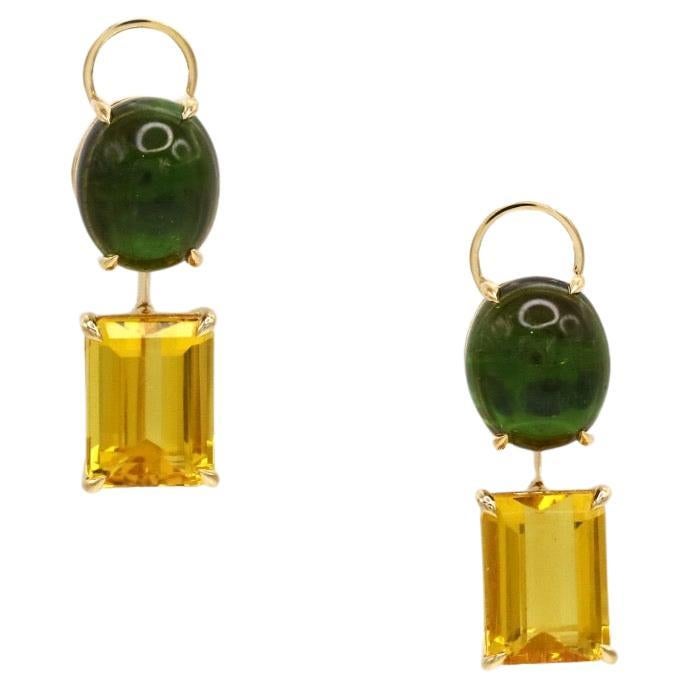 Classic Tourmaline Beryl 18K Yellow Gold Exclusive Earrings For Her For Sale