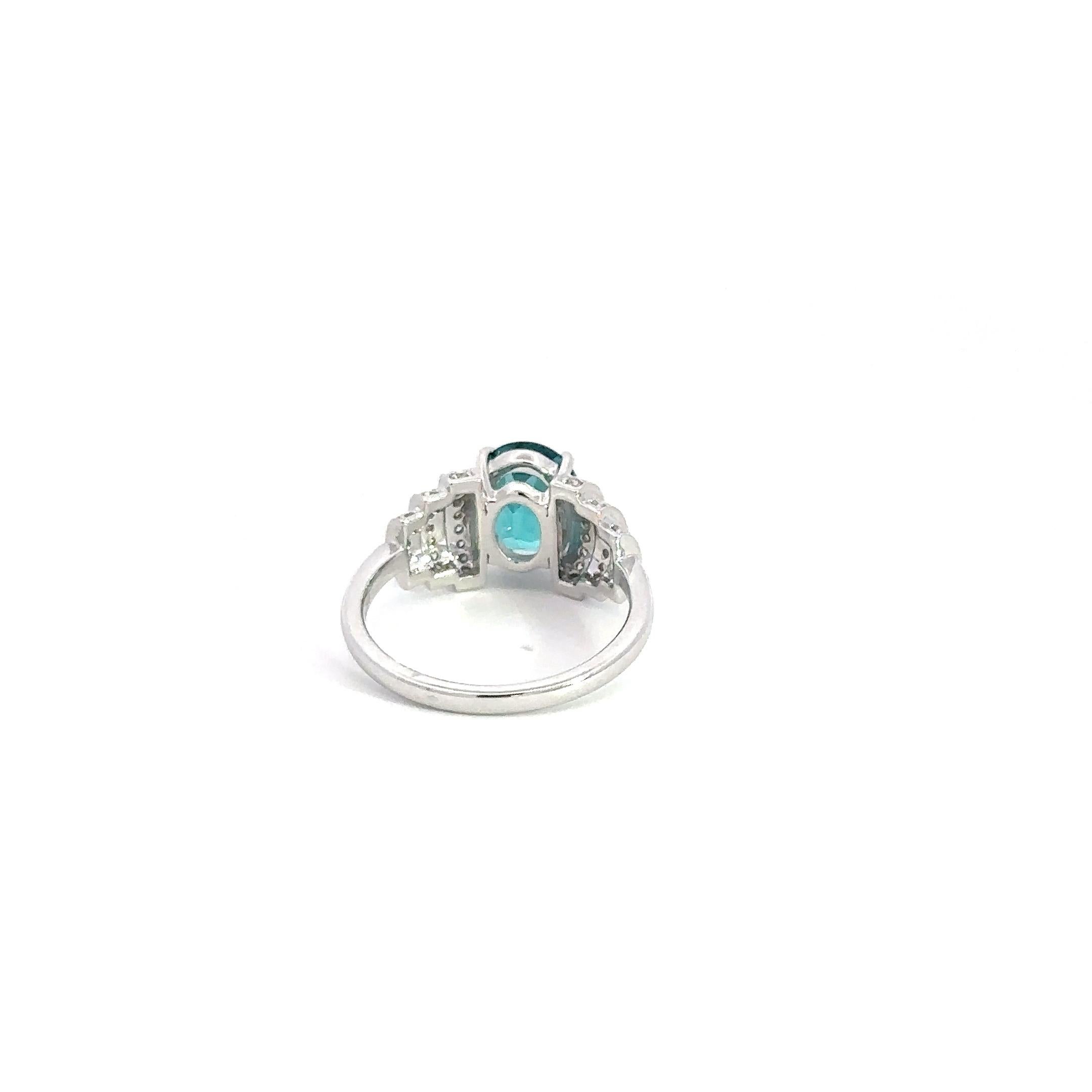 Orecchini classici con tormalina e diamante in oro bianco 18 carati, esclusivi per lei in vendita 5