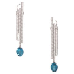 Classic Tourmaline Diamond 18K White Gold Exclusive Earrings For Her