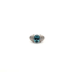Classic Tourmaline Diamond 18K White Gold Exclusive Ring