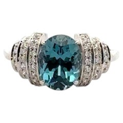 Classic Tourmaline Diamond 18K White Gold Exclusive Ring
