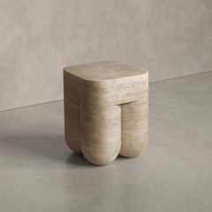 Classic Travertine Unfilled Chunky Stool by Etamorph