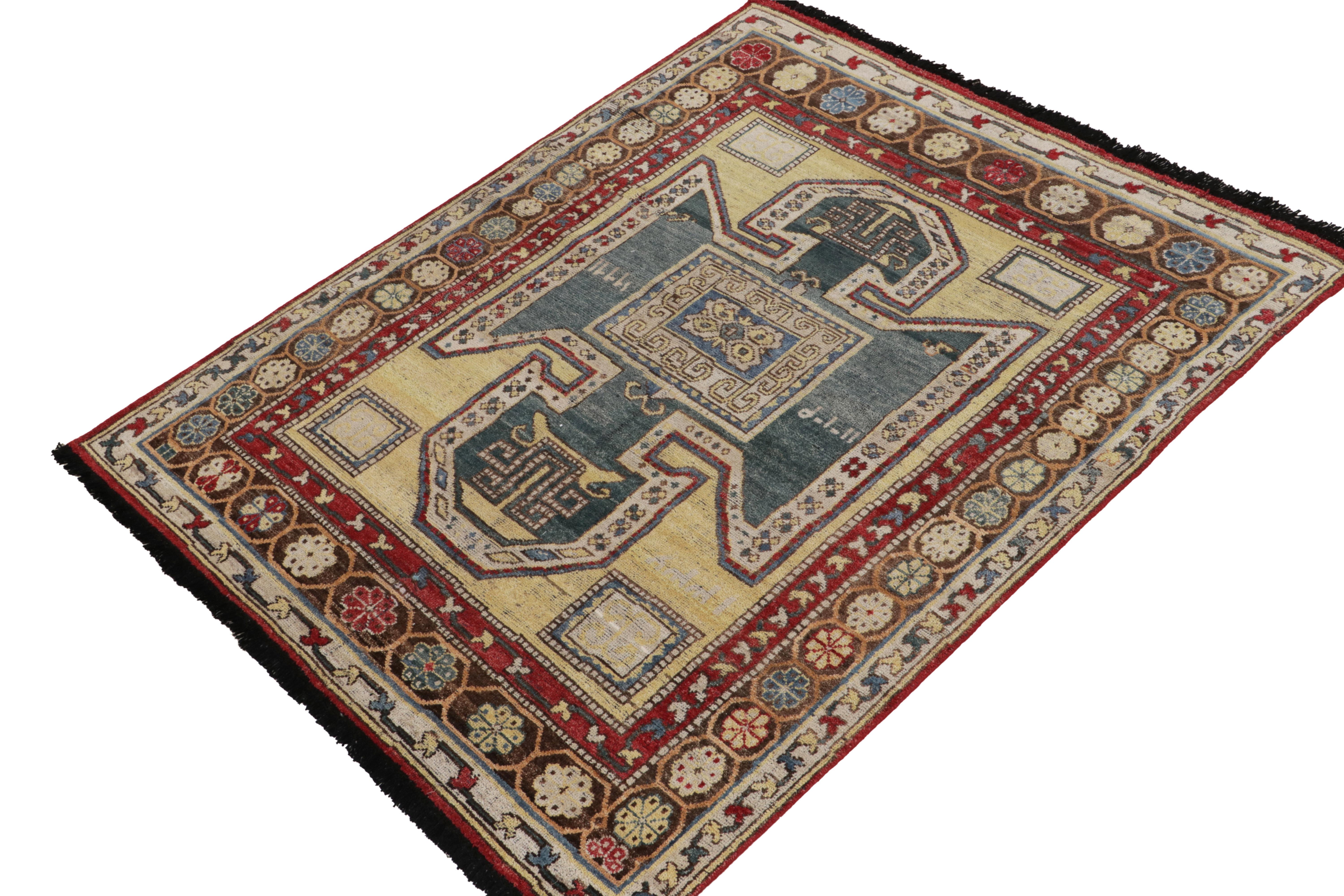 Indian Rug & Kilim's Tribal Style Rug in Blue, Red, Beige-Brown Geometric Pattern For Sale