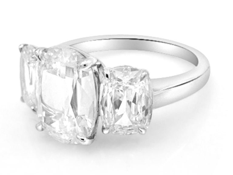 Modern Classic Trilogy Henri Daussi Engagement Ring Features 3 Cushion Cut Diamonds For Sale