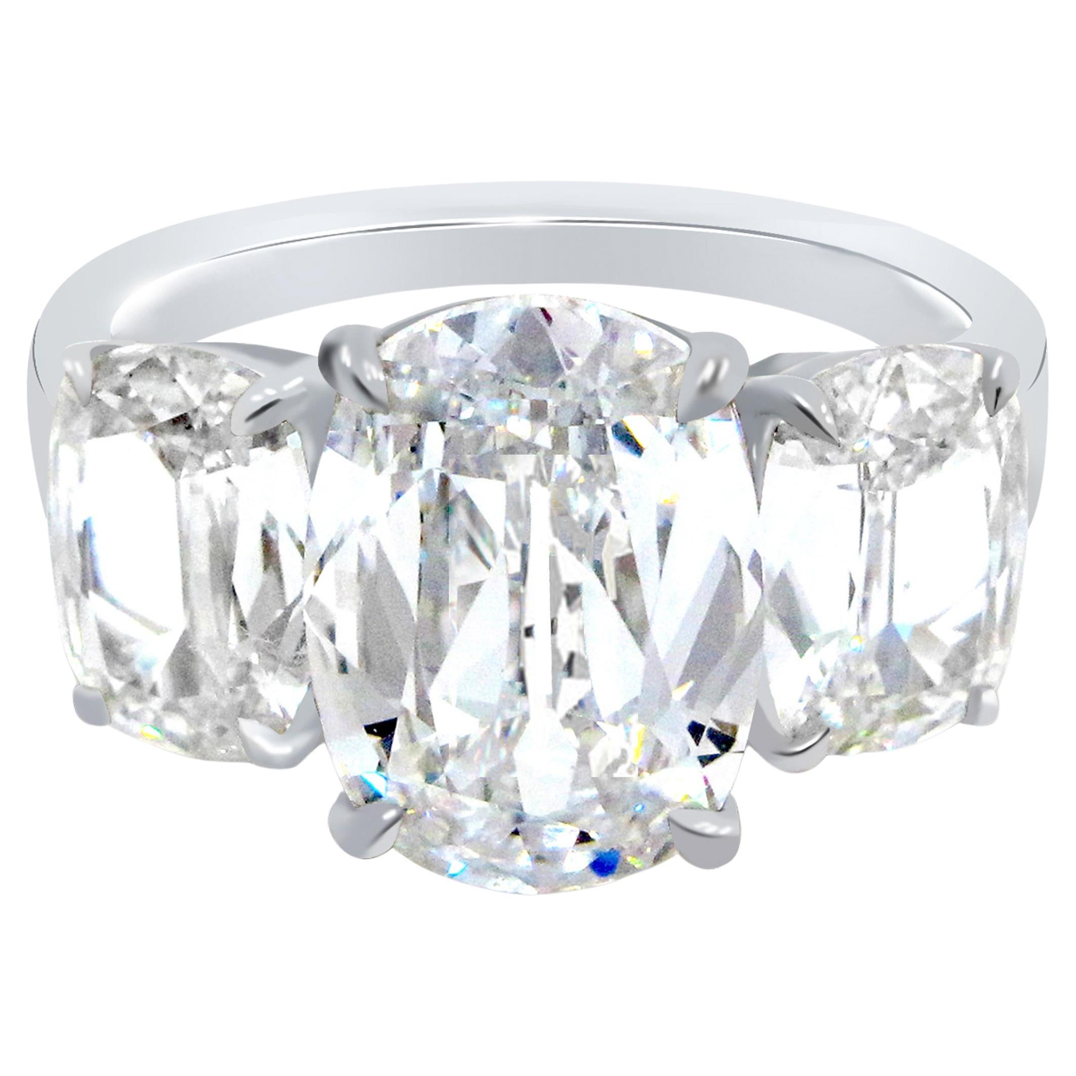 Classic Trilogy Henri Daussi Engagement Ring Features 3 Cushion Cut Diamonds