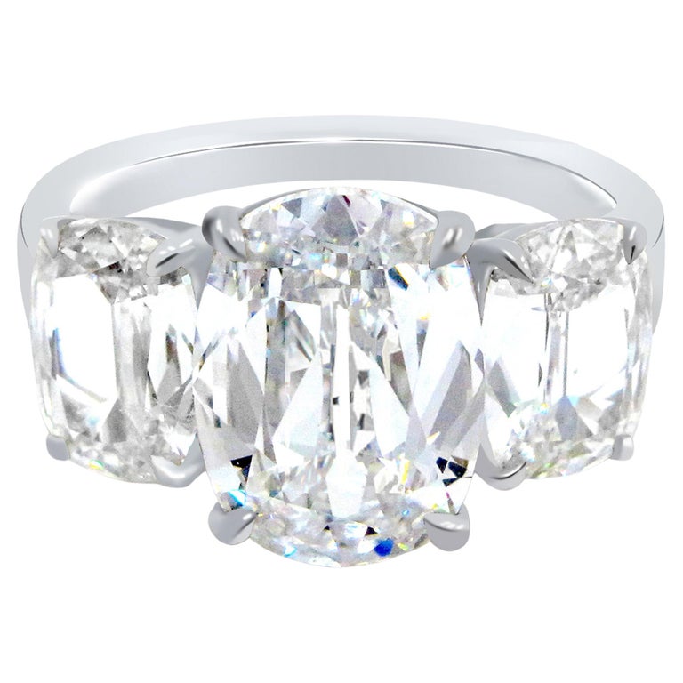 Classic Trilogy Henri Daussi Engagement Ring Features 3 Cushion Cut Diamonds For Sale
