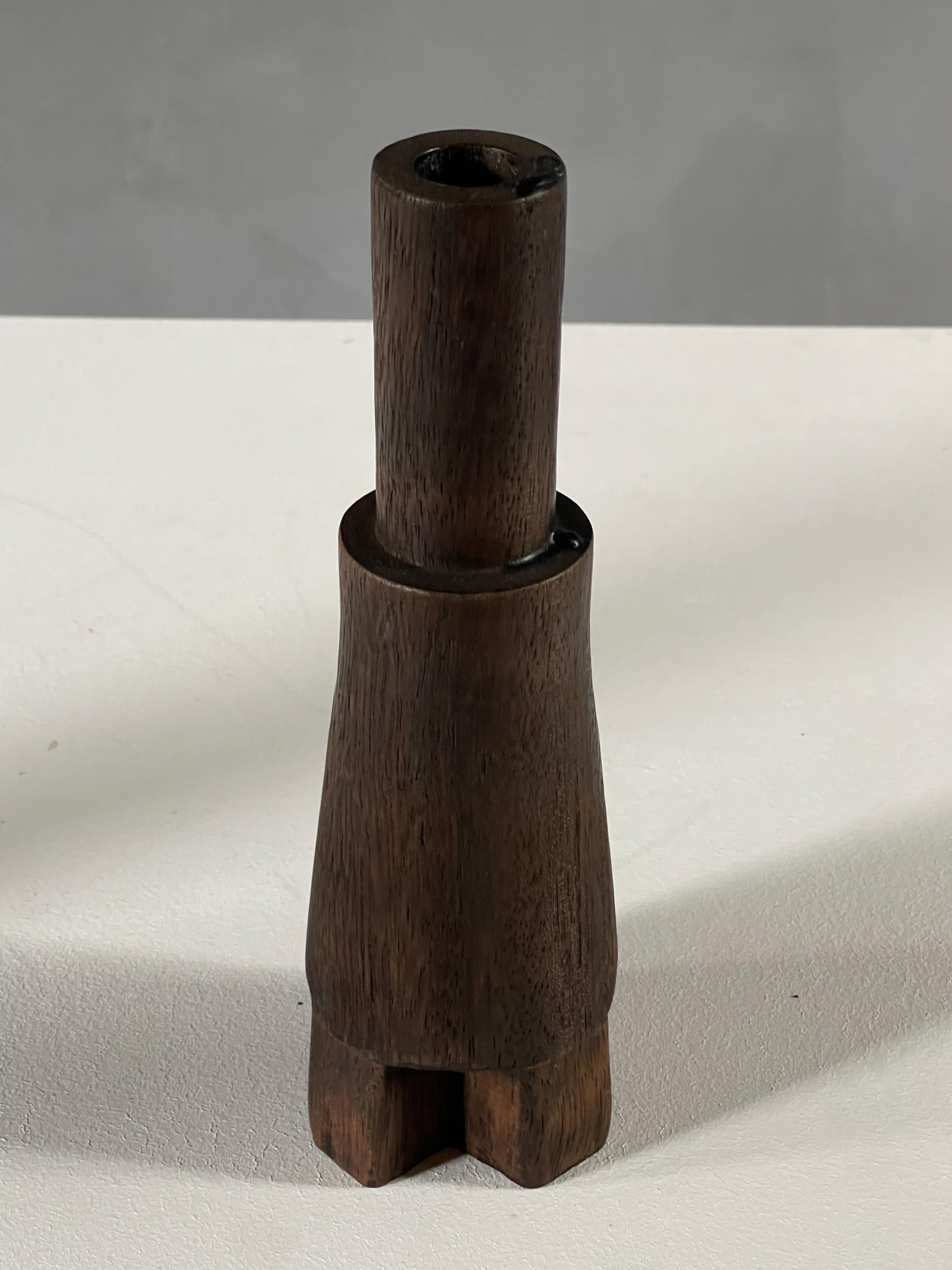 Classic trio candlesticks Burnt Iroko Wood - Arno Declercq For Sale 2