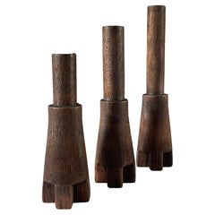 Classic trio candlesticks Burnt Iroko Wood - Arno Declercq