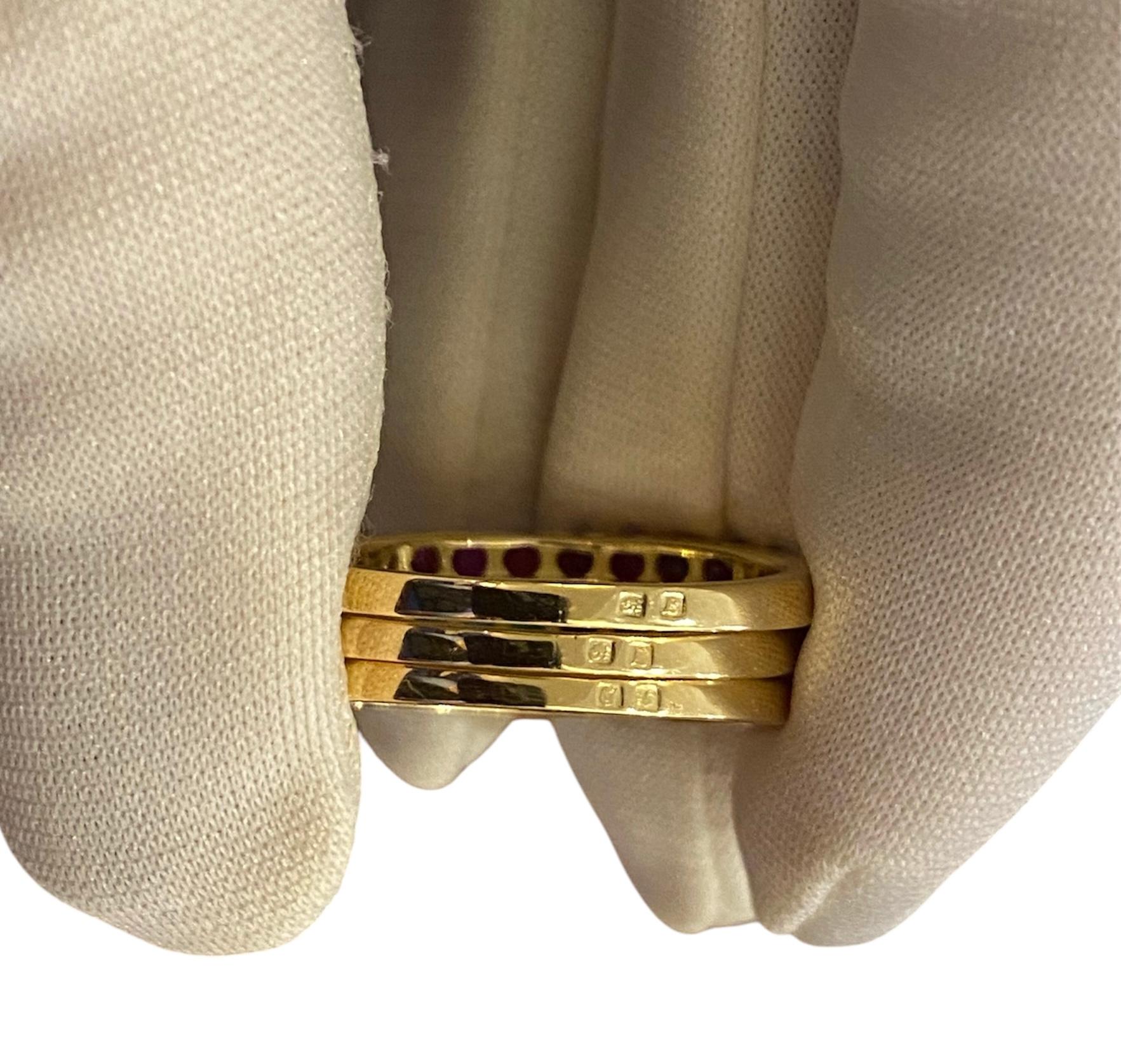 Classic Triple Gold Ring, Rubies, Emeralds and Sapphires For Sale 1