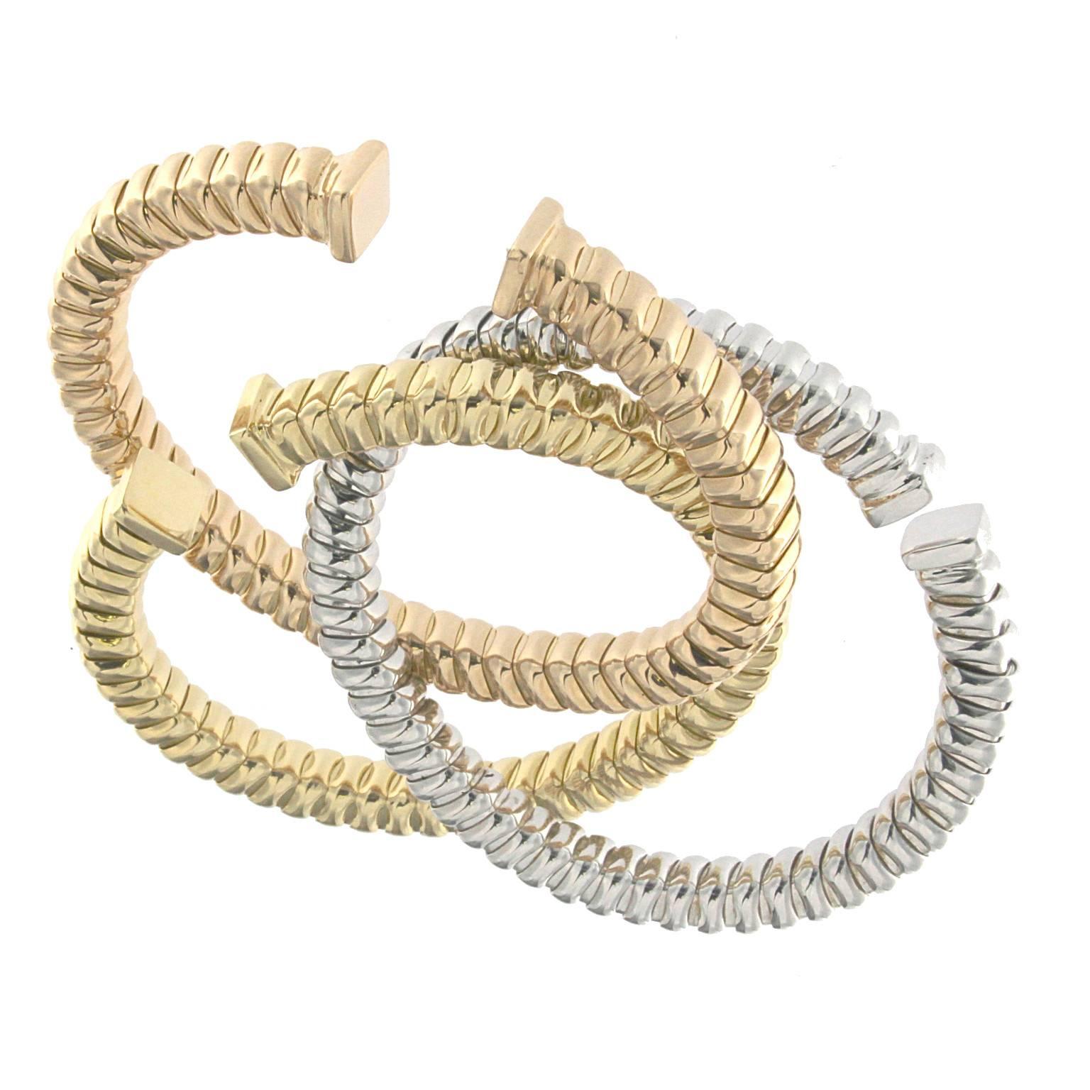 Classic Tubogas Bracelet in 18 Karat White Gold For Sale 1