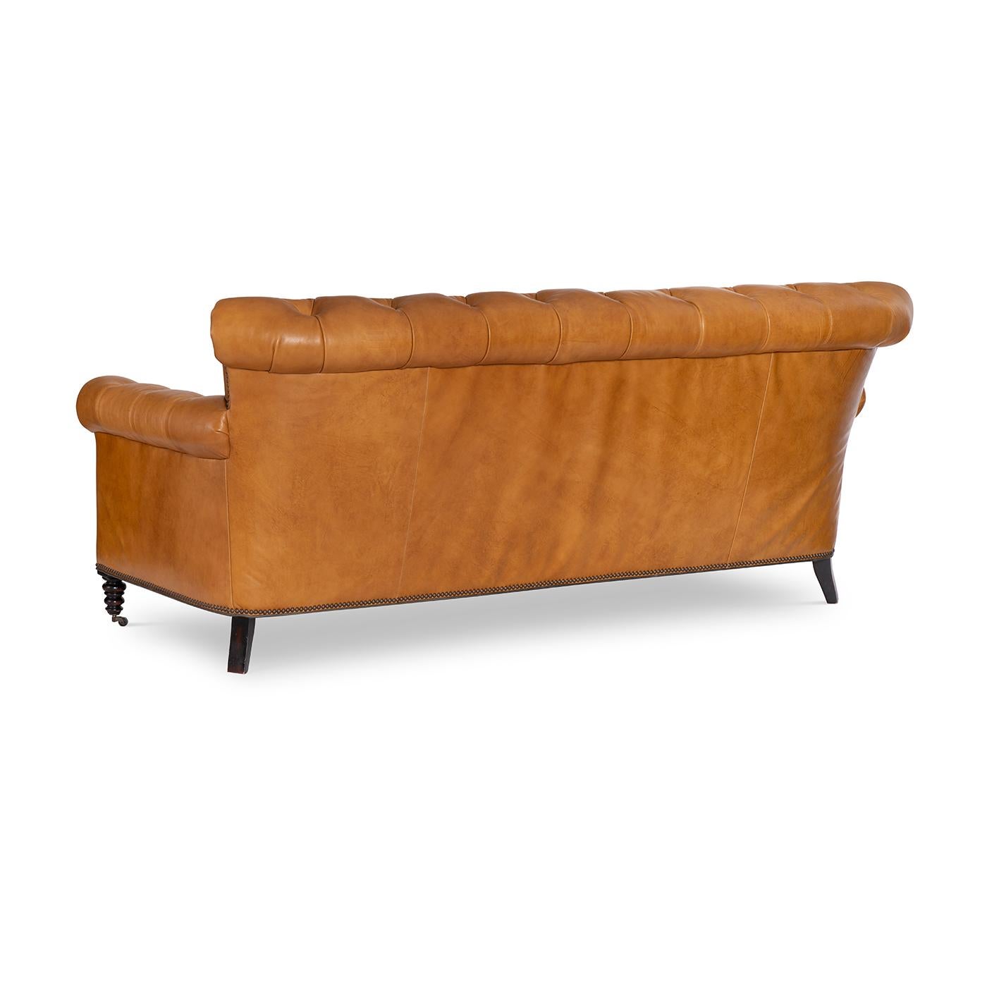 North American Classic Tufted 3 Seater Sofa For Sale