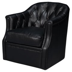 Classic Tufted Black Leather Armchair
