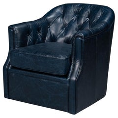 Classic Tufted Blue Leather Sessel