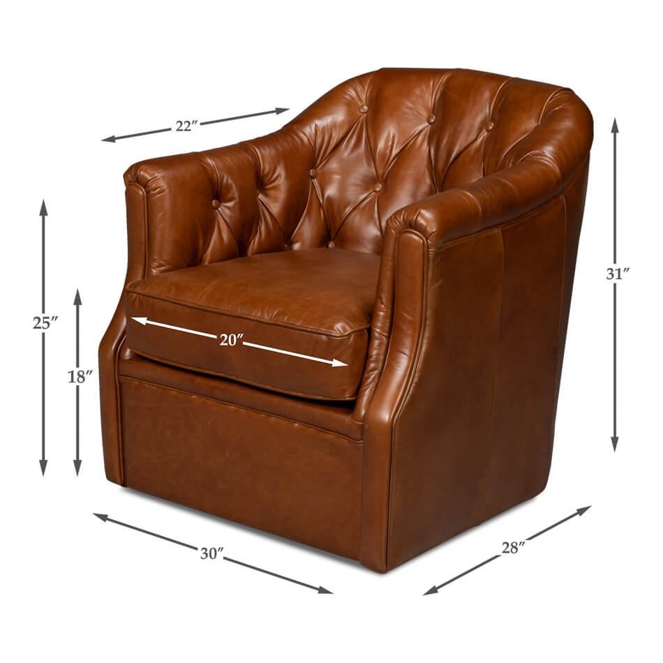 Classic Tufted Brown Leather Armchair For Sale 5