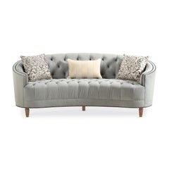 Classic Tufted Curved Back Sofa - Blue