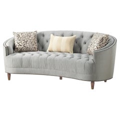 Classic Tufted Curved Back Sofa - Blau