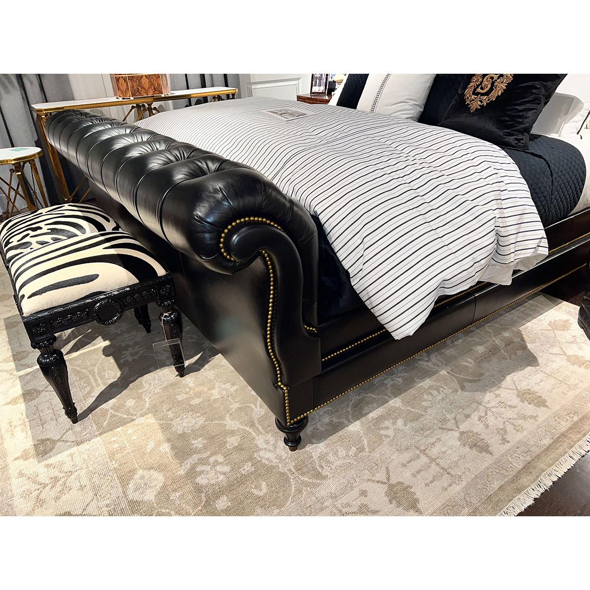 American Classical Classic Tufted Leather King Bed For Sale