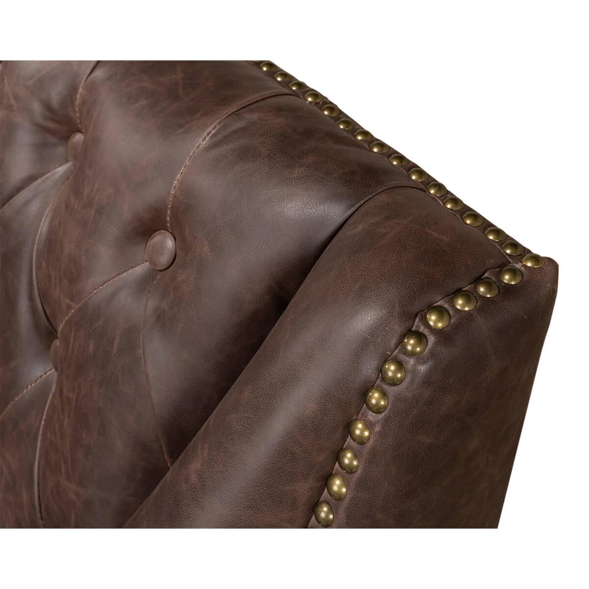 Faux Leather Classic Tufted Love Seat For Sale
