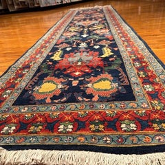 Classic Turkish Hand-Knotted Bijar Wool Runner Rug 3x10 Navy