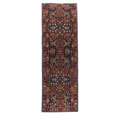 Classic Turkish Hand-Knotted Bijar Wool Runner Rug 3x10 Navy