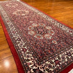 Classic Turkish Hand-Knotted Bijar Wool Silk Runner Rug 2x7