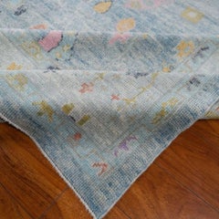 Classic Turkish Hand-Knotted Oushak Wool Area Rug 9x12 Blue