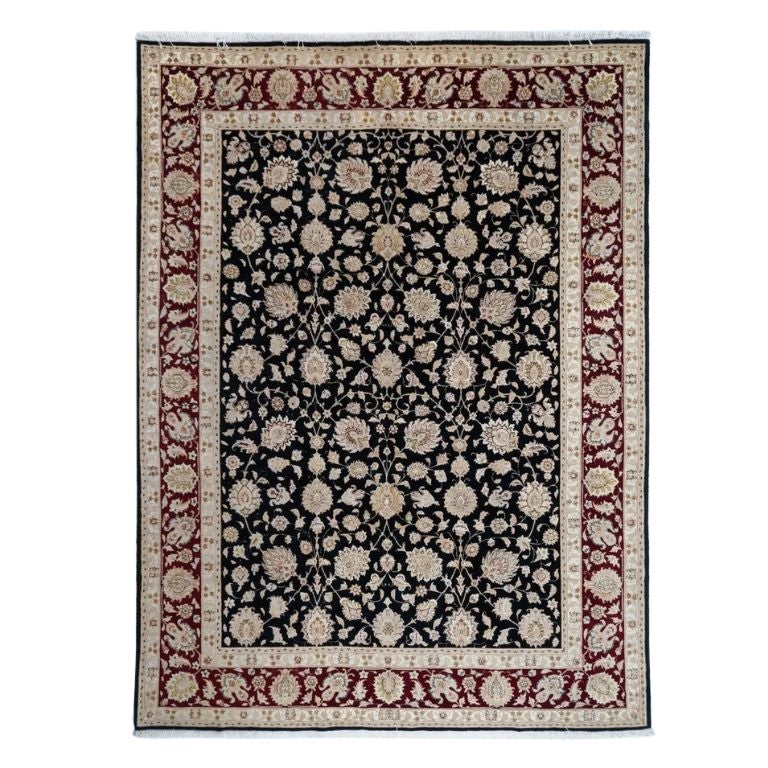 Classic Turkish Hand-Knotted Tabriz Wool Silk Area Rug 8x11 For Sale